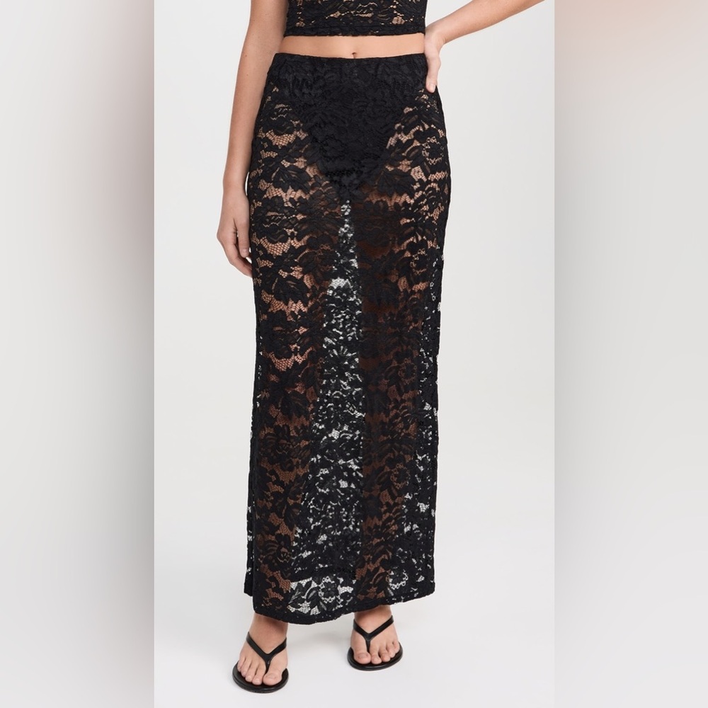 NWT 4th & Reckless Olga Stretch Lace Sexy Maxi Skirt Black + Built in Briefs XS